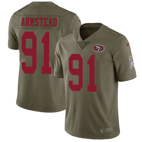 San Francisco 49ers Limited Olive Men Arik Armstead NFL Jersey 91 2017 Salute to Service